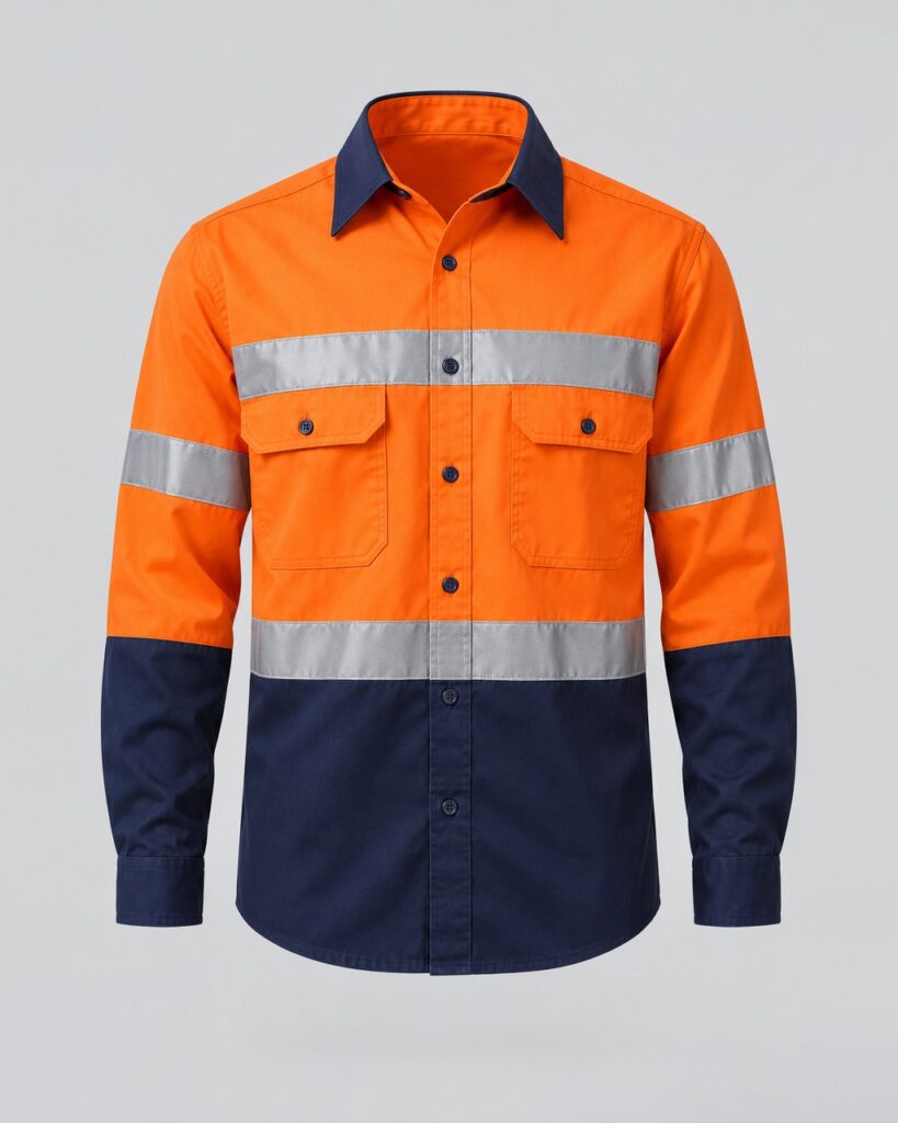 Hi-Vis Shirt — Orange/Navy Long Sleeve